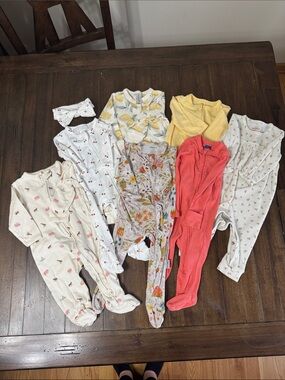 Bundle of 7 3-6 months Baby Girl Footie Sleepers